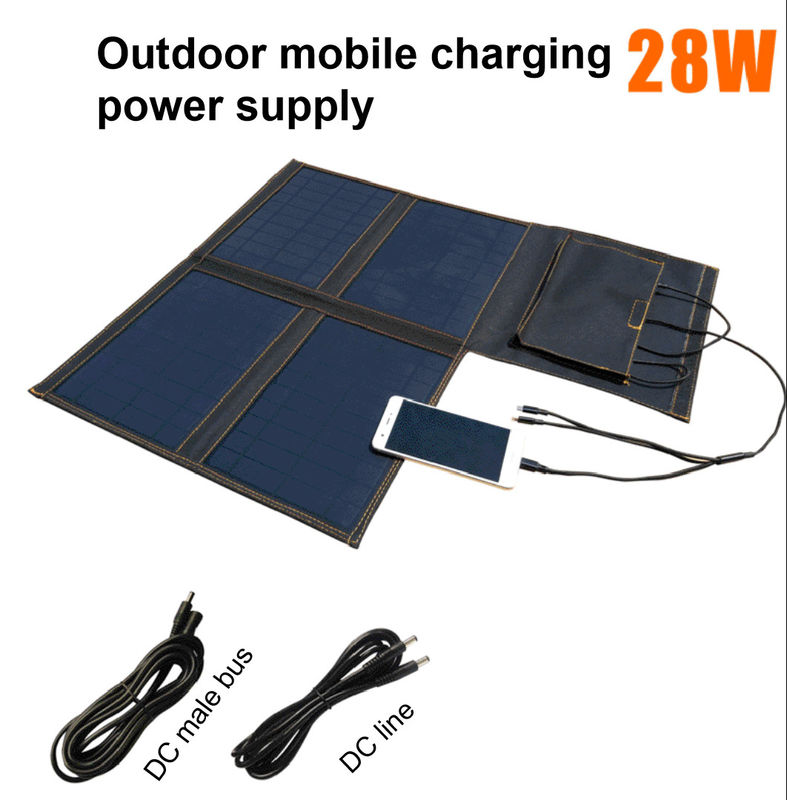 キャンプ28W 24Wの小さい携帯用防水折りたたみの太陽電池パネル5V屋外充満