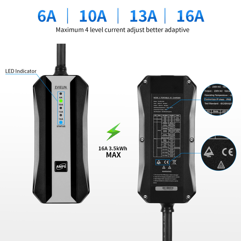 家のための携帯用電気自動車の充電器16A/32Aのタイプ2 （IEC 62196-2）の速い携帯用充電器