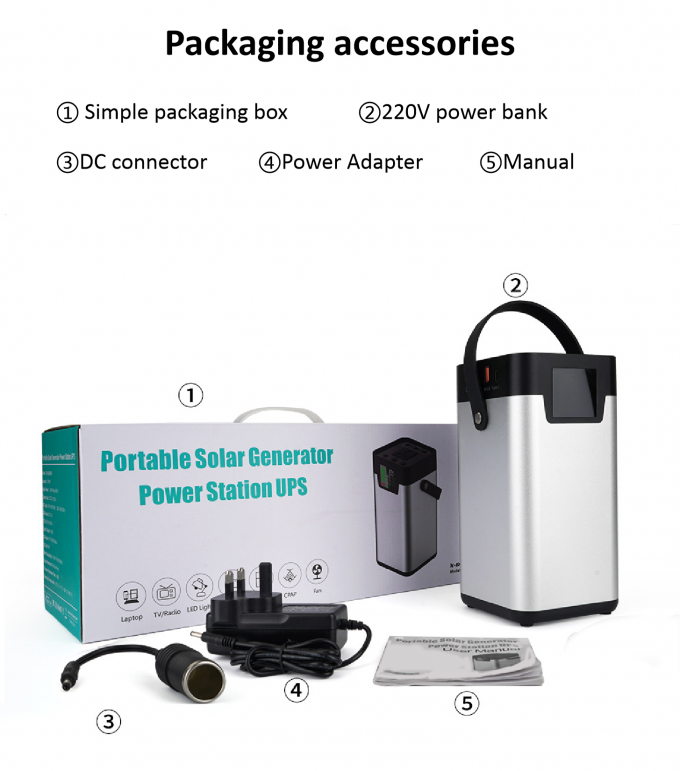 54000mahリチウム携帯用動力火車200W 220Vの商業太陽発電機 3